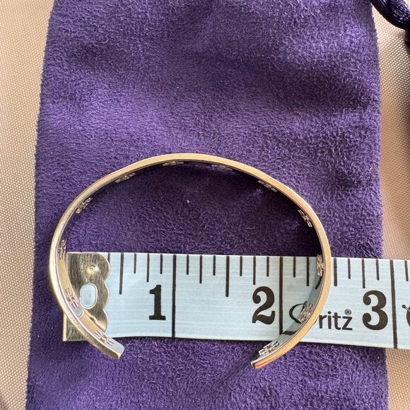 Tory Burch T- Pierced Logo Cuff in Metallic SILVER - Picture 6 of 6